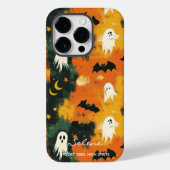 芸術的ハロウィーン – 幽霊とこうもりデザイン Case-Mate iPhoneケース (裏面)