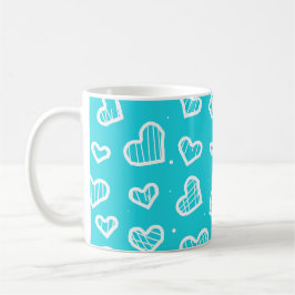 芸術的ハートシームレスパターンSky Blue コーヒーマグカップ