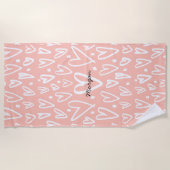 芸術的ハート |モノグラムビーチタオル ビーチタオル (正面)