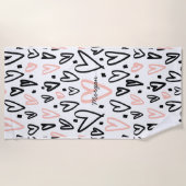 芸術的ハート |モノグラムビーチタオル ビーチタオル (正面)