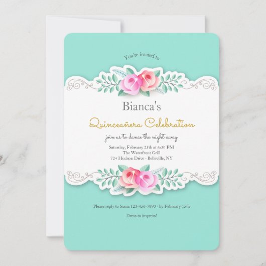 芸術的バラキンセアニラ招待状 招待状 (正面)