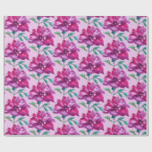 芸術的バラピンクパープルウォーターカラーアート ラッピングペーパー (フラット)