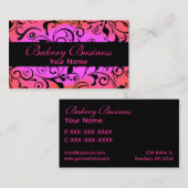 芸術的ピンクのダマスク織のパン屋カードは衰退します 名刺 (正面/裏面)
