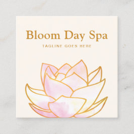 芸術的ピンク水彩蓮の花フローラ スクエア名刺