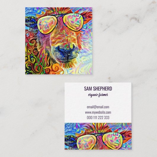 芸術的ファカッコいいームシープポートレートテンプレート スクエア名刺 (正面/裏面)