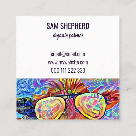 芸術的ファカッコいいームシープポートレートテンプレート スクエア名刺 (裏面)