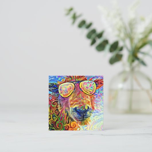 芸術的ファカッコいいームシープポートレートテンプレート スクエア名刺 (スタンド正面)