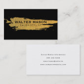 芸術的フェイク金ゴールドブラシ仕上げテクスチャ黒 名刺 (正面/裏面)