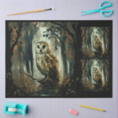 芸術的フクロウの森の水の色20x30デコページ 薄葉紙 (クラフト)