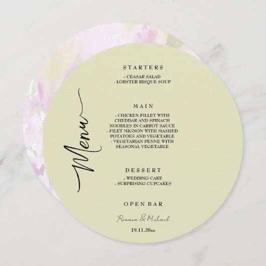 芸術的フローラエレガントセージグリーンガーデン メニュー (正面/裏面)