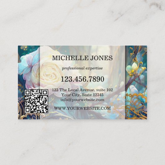 芸術的フローラロゴQRコード 名刺 (裏面)