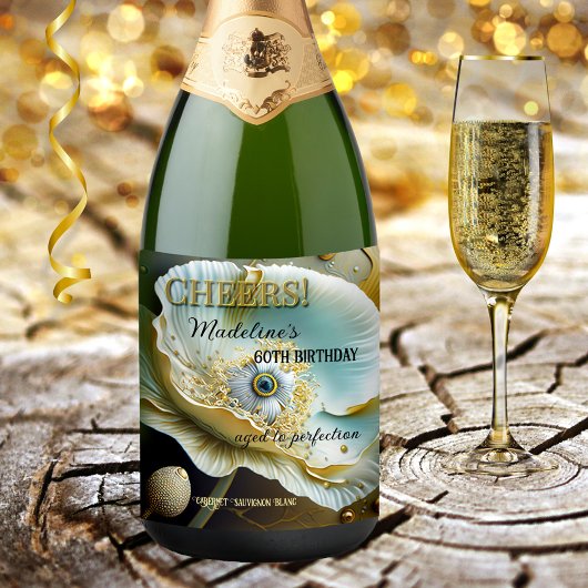 芸術的フローラ応援誕生日 ワインラベル