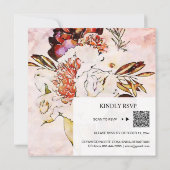 *~*芸術的フローラAR15 QR RSVP Burgundy結婚 招待状 (裏面)