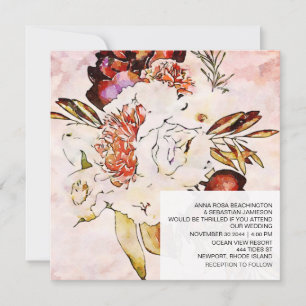 *~*芸術的フローラAR15 QR RSVP Burgundy結婚 招待状