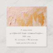 芸術的ブッシュピンク金ゴールド絵を描テクスチャのロゴ スクエア名刺 (裏面)