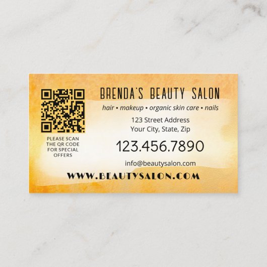 芸術的ポートフォリオ金ゴールド水彩美しい 名刺 (裏面)