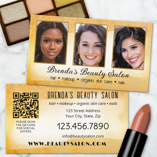 芸術的ポートフォリオ金ゴールド水彩美しい 名刺