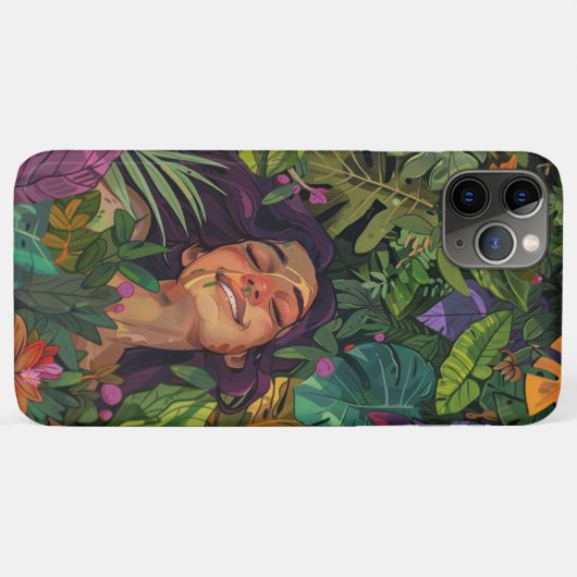 芸術的ポートレートガールはっきりしたブライトブラックグリーン Case-Mate iPhoneケース (裏面(横))