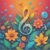 芸術的ミュージカル注カラフル記 シール (正面)