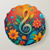 芸術的ミュージカル注カラフル記 ラウンドクッション (裏面)