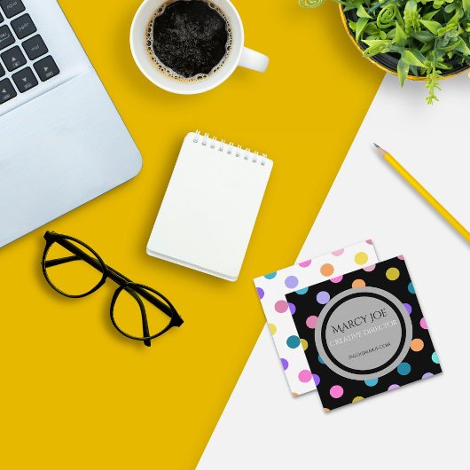 芸術的モダンカラフル白黒 スクエア名刺