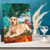 芸術的ラブラドールドッグ抽象芸術卓上 フォトプラーク (側面)