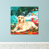 芸術的ラブラドールドッグ抽象芸術 キャンバスプリント (インサイチュ (ウッドフロア))