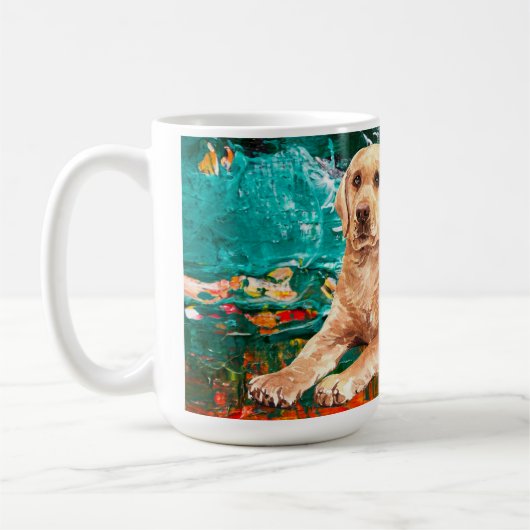 芸術的ラブラドールドッグ抽象芸術 コーヒーマグカップ (左)