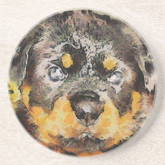 芸術的ロットワイラーパピーポートレート コースター (正面)
