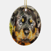 芸術的ロットワイラーパピーポートレート セラミックオーナメント (右)