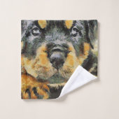 芸術的ロットワイラーパピーポートレート バスタオルセット (ウォッシュタオル)