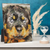 芸術的ロットワイラーパピーポートレート フォトプラーク (側面)