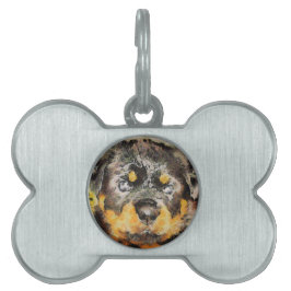 芸術的ロットワイラーパピーポートレート ペットネームタグ