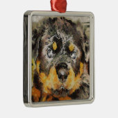 芸術的ロットワイラーパピーポートレート メタルオーナメント (右)