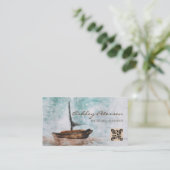 芸術的ヴィンテージ帆船シースケープQRコード 名刺 (スタンド正面)