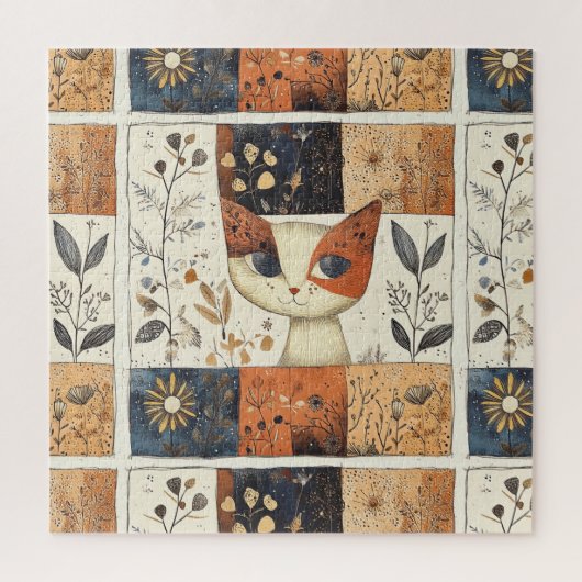 芸術的世紀半ばモダンのかわいい猫 ジグソーパズル (縦)