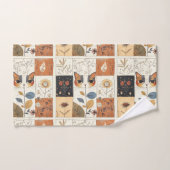 芸術的世紀半ばモダンのかわいい猫 バスタオルセット (ハンドタオル)