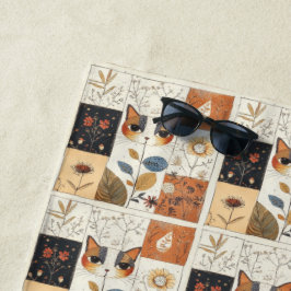 芸術的世紀半ばモダンのかわいい猫 ビーチタオル