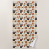 芸術的世紀半ばモダンのかわいい猫 ビーチタオル (正面)