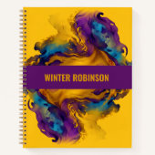 芸術的名前をカスタムするカラフル水色インク ノートブック (正面)