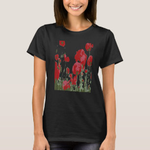 芸術的回想ベクトルの赤い花 Tシャツ
