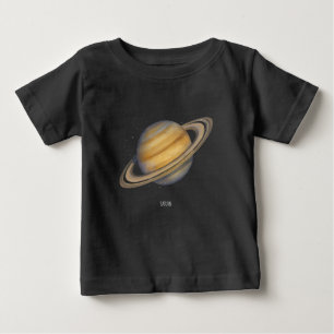 芸術的土星と鮮やかリングや輪 ベビーTシャツ