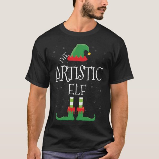 芸術的小妖精や小人ファミリー一致クリスマスグルーおもしろいプ Tシャツ (正面)