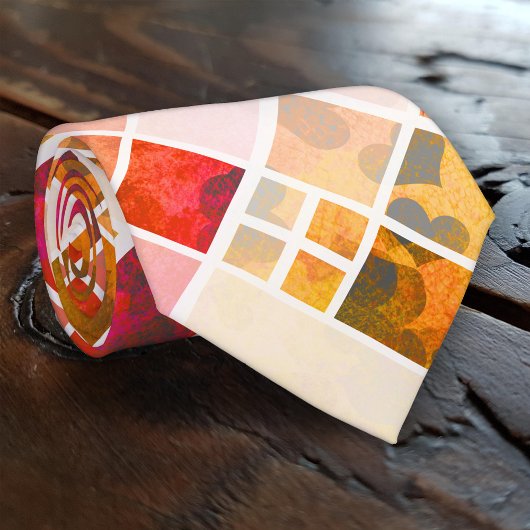 芸術的市松模様にハート ネクタイ