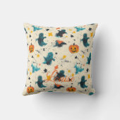 芸術的幽霊とカボチャ付きハロウィーン枕 クッション (裏面)