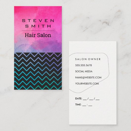 芸術的形状と水色 |ジヒザップパターン 予約カード (正面/裏面)