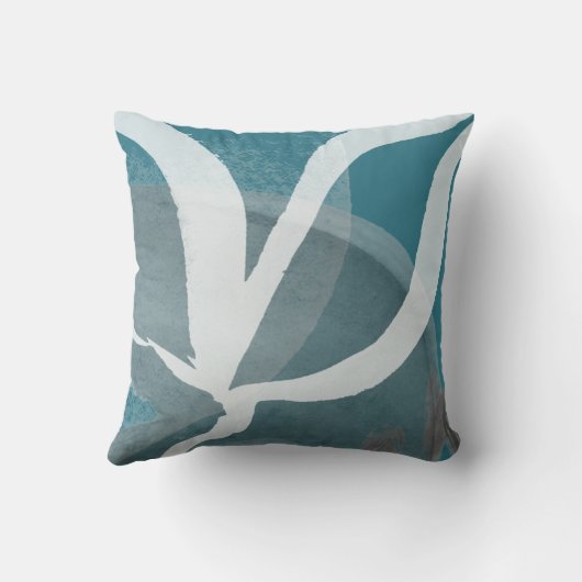 芸術的抽象デザイン |ターコイズグレーと白 クッション (裏面)