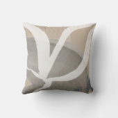 芸術的抽象デザイン |ベージュグレーとホワイト クッション (裏面)