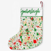 芸術的抽象芸術の水絵を描色のスプラッシュ名 スモールクリスマスストッキング (裏面)