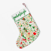 芸術的抽象芸術の水絵を描色のスプラッシュ名 スモールクリスマスストッキング (裏面 (吊り時))